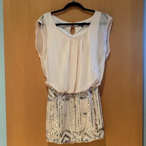 As U Wish Dresses & Skirts - NWOT - Cream Mini Dress with Sequins